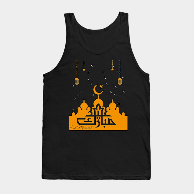 Eid Al-fitr Mubarak Calligraphy Moon Arabic Ramadan Karim Tank Top by chouayb